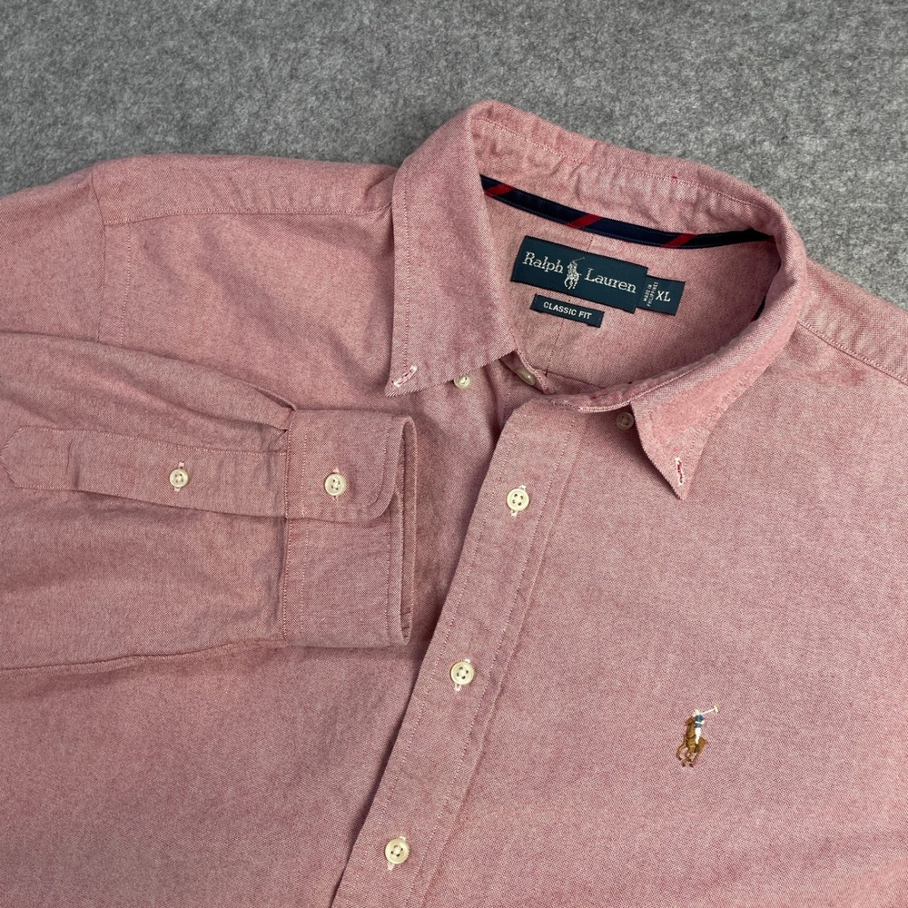 Polo Ralph Lauren Mens Shirt XL Red Heather Flesh Pony Long Sleeve Classic Fit